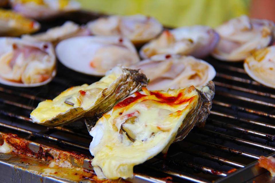 Barbecued oysters yummy delicious