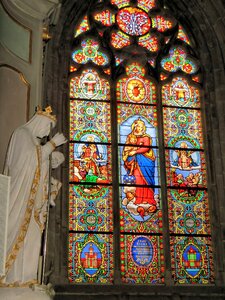 Stained glass statue religion photo