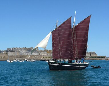 Saint malo ramparts sailboat photo