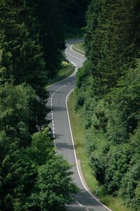 Road in the forest curve mountainous photo