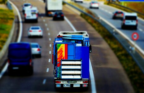 Truck traffic tilt shift photo