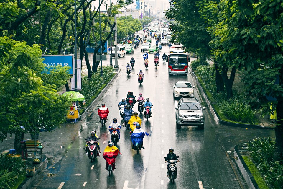Motorcycle road wet