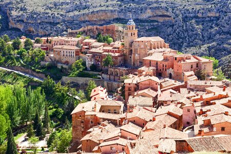 Buildings mountain scenic photo