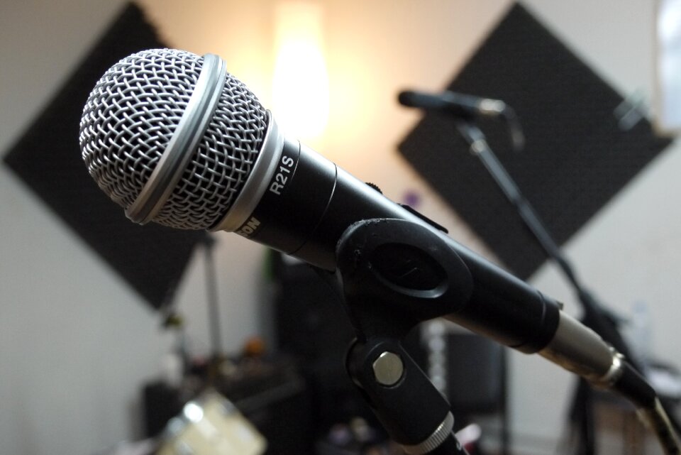 Recording studio microphone singer