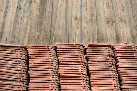 Brick stack wooden wall photo