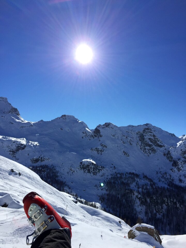 Winter alps blue sky