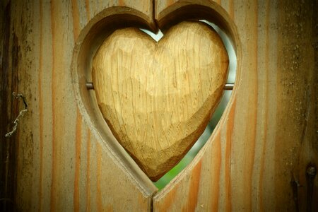 Wooden structure heart in the wood love photo