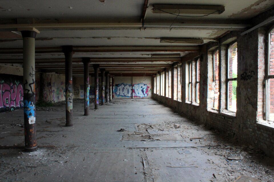 Old old factory hall unfinished
