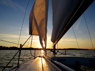 Yacht sunset lake