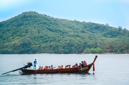 Wooden boat mountain travel