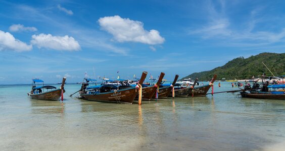 Wooden boats beach sea