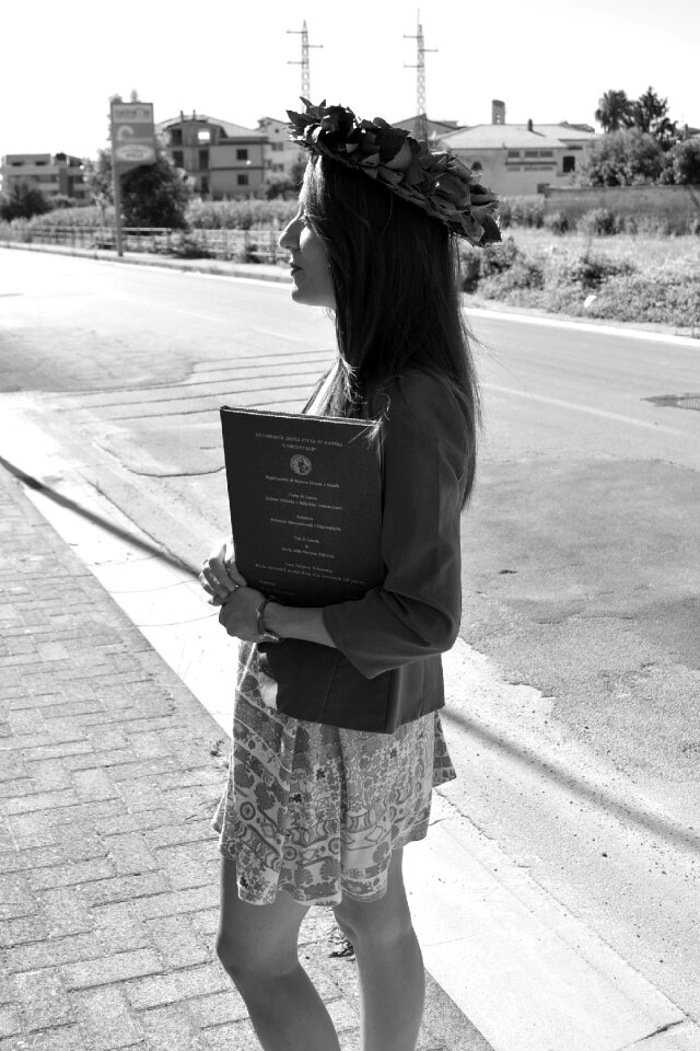 Black and white girl laurel wreath