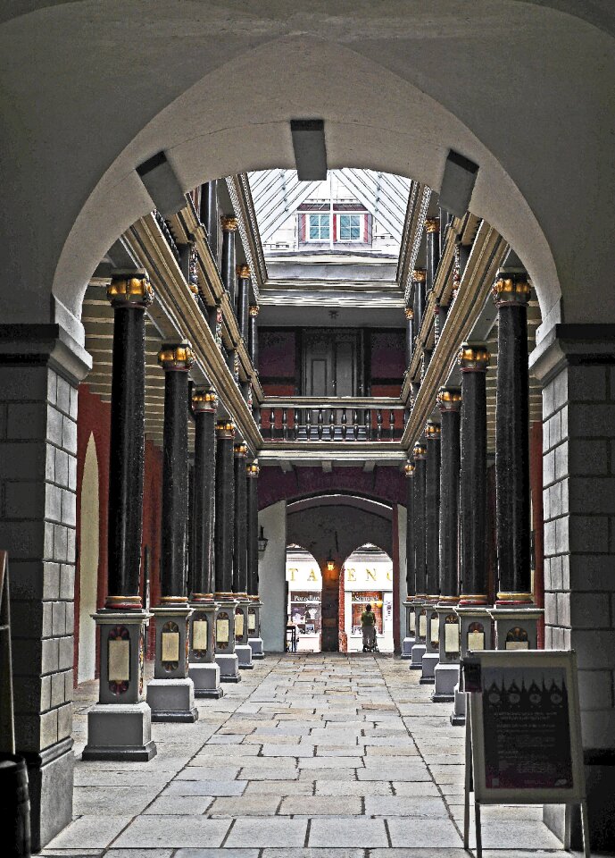 Wooden construction decorated passage