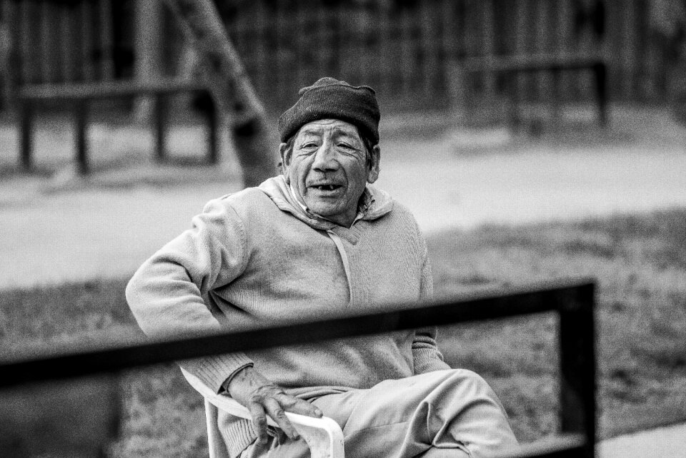 Black and white elder portrait