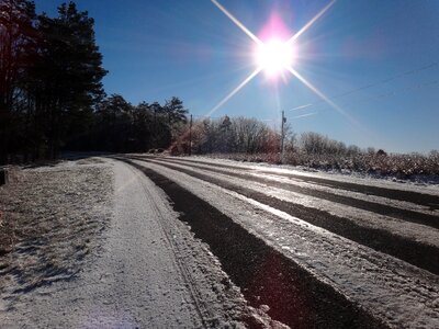 Country road slippery winter photo