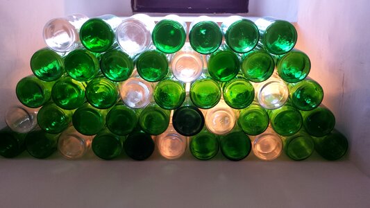Glass bottles green glasses photo
