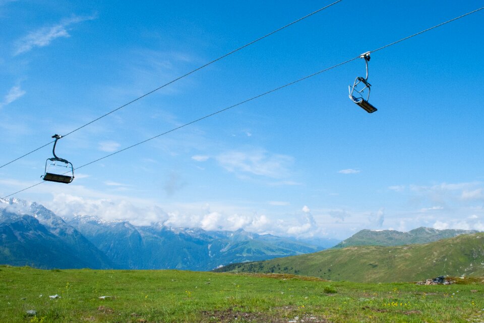 Ski lift summer green