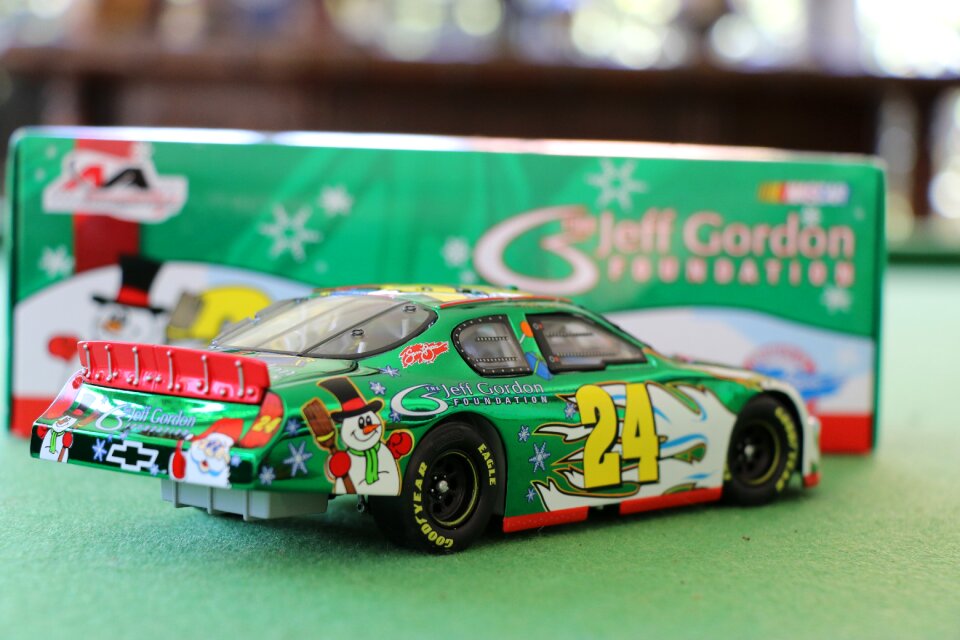 Toy cars play racing