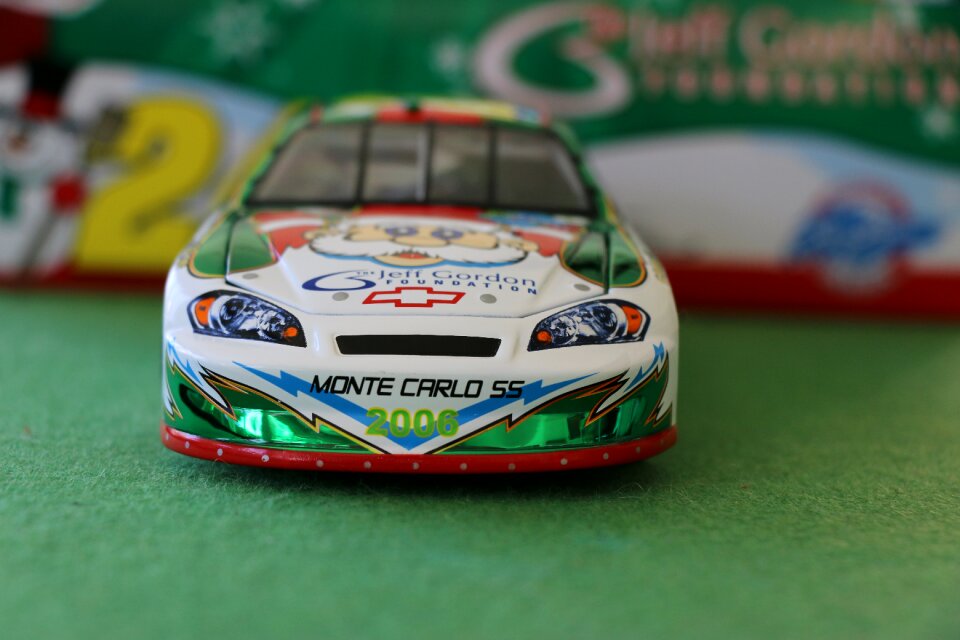 Toy cars play racing