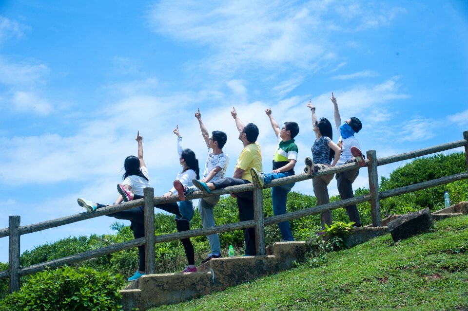 Young people joke raise your hand