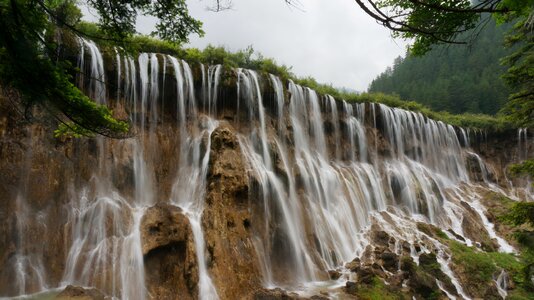 Sichuan summer huanglong waterfall photo