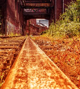 Railway tracks weathered industry photo