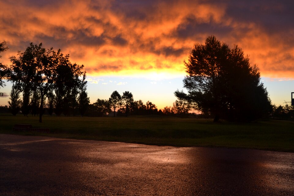 Sunsetevening heavy clouds landscape