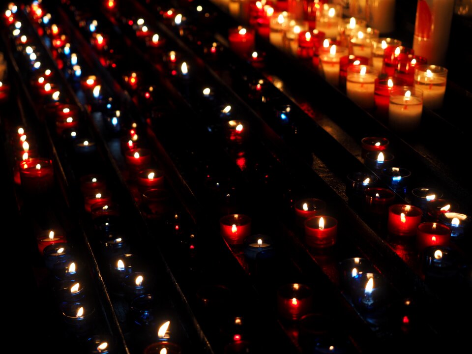 Church tea lights flame