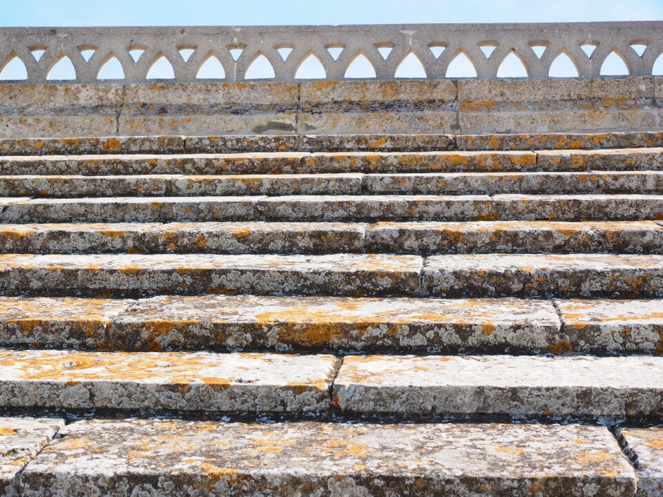 Roof railing stone steps