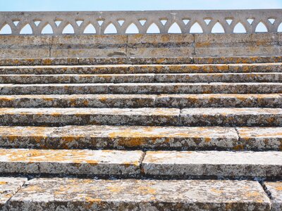 Roof railing stone steps photo