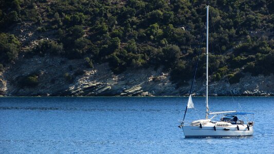 Landscape coast yacht