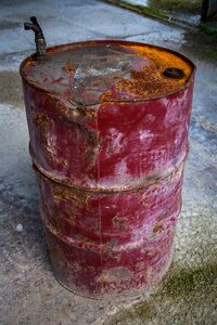 Old rusty barrel factory metal