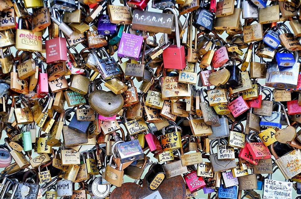 Love symbol grid love locks