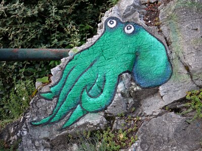 Painted graffiti squid