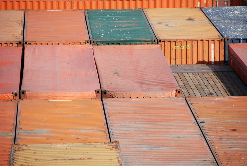 Maritime transport container orange color