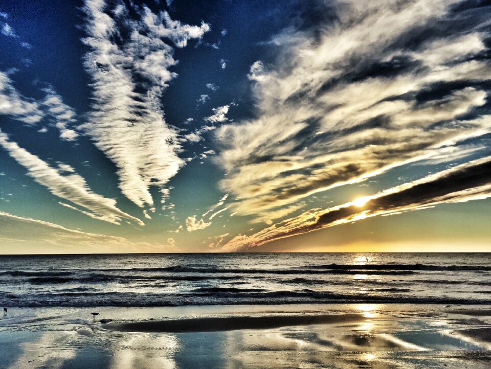 Beach sunset ocean sky photo