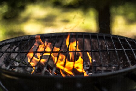 Empty grill grilling get fire to burn photo