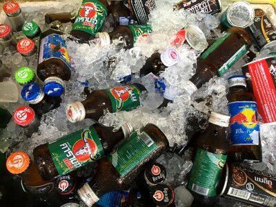 Bottles colorful beverages