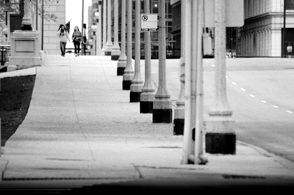 Street people walk