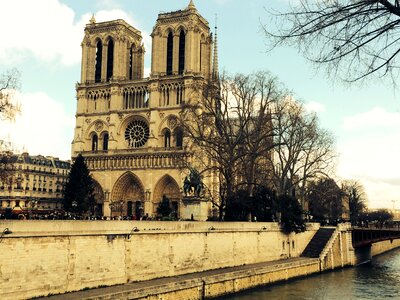 Paris landmarks notre dame seine river photo