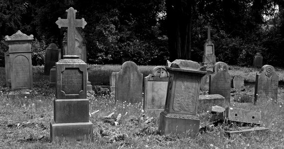 Cross abandoned tombstone
