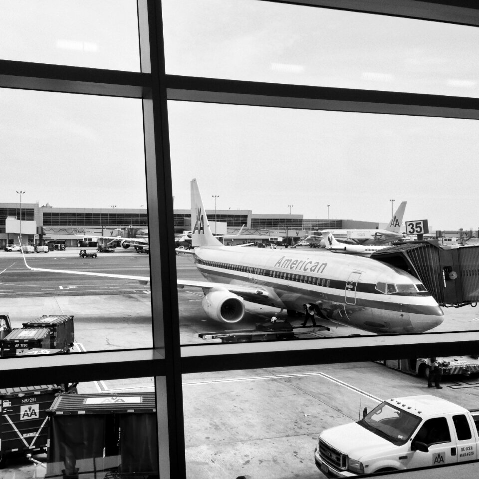 Airport holiday black and white