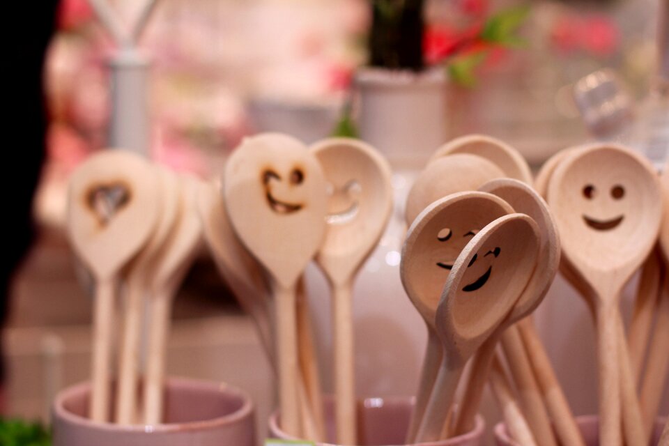 Wooden spoon cheerful hearty laugh