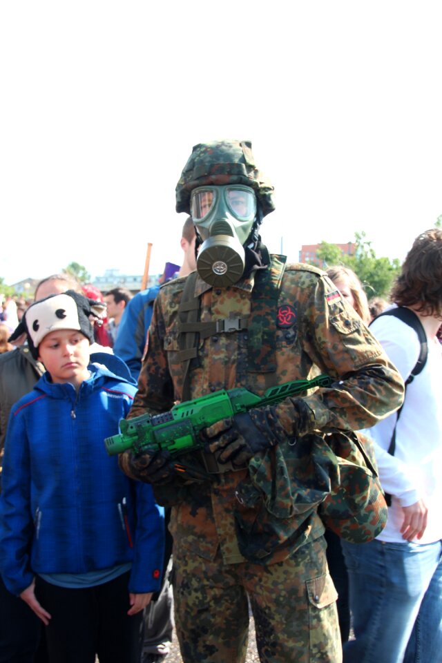 Dressed up soldier fear