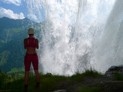 Waterfall under the waterfall roaring waterfall photo