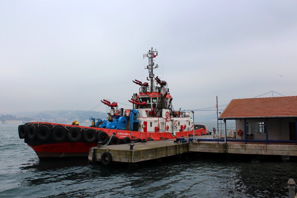 Piers in rainy air