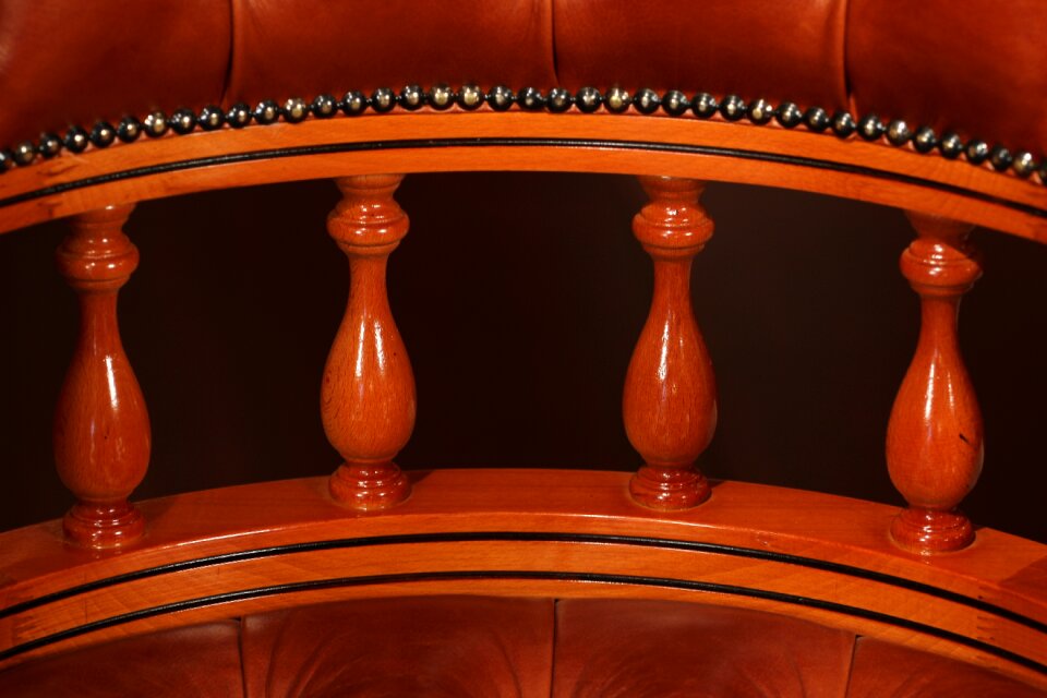 Wood and leather chair upholstery