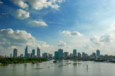 Building river shadow photo