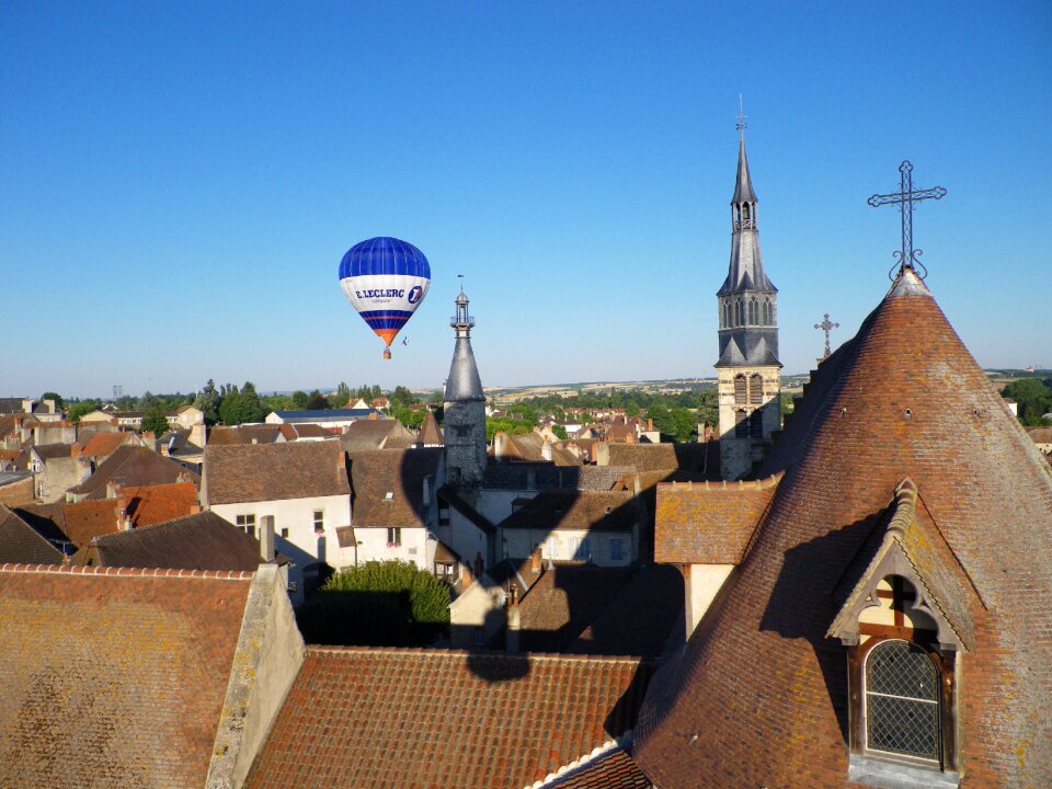 Tile roofs blue sky bell tower