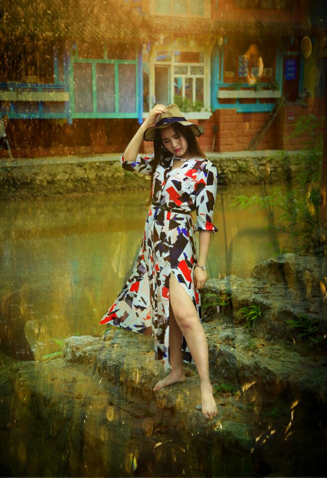 Flat retouching color mixing woman